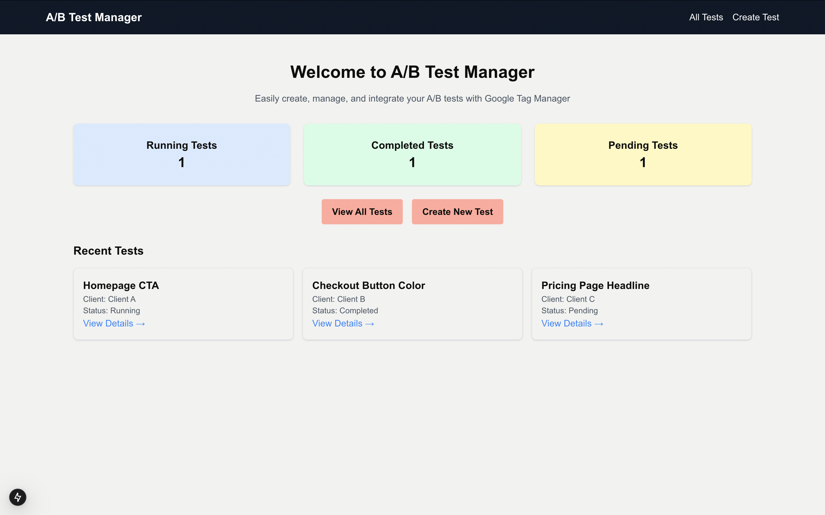 A/B Test Management Dashboard: Optimizing Digital Experiences